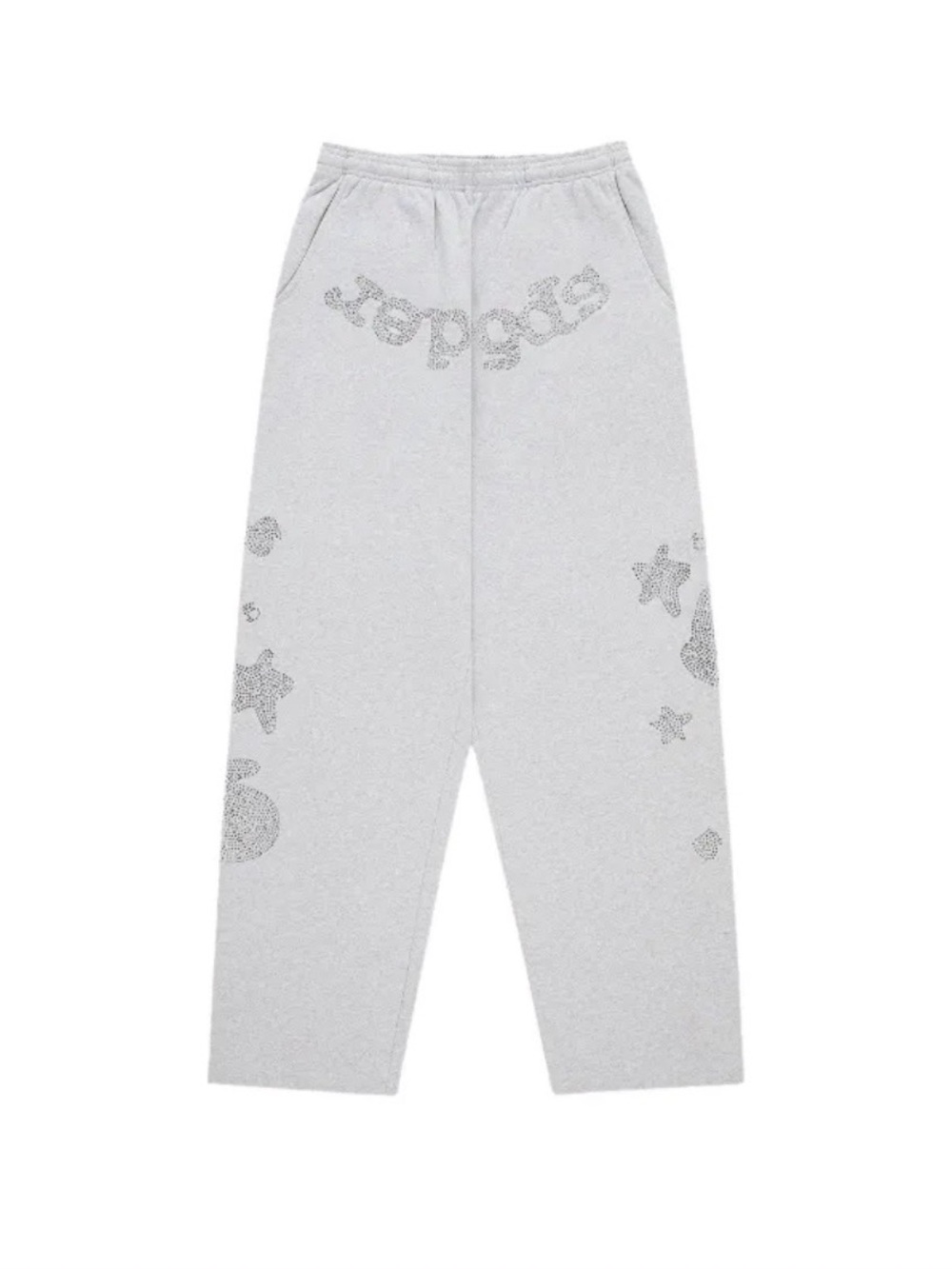 Men’s Sp5der Rhinestone Beluga V2 Wide Leg Sweatpant in Heather gray, size L